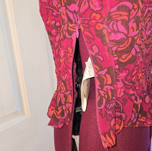 Free People Floral Pleated Ruffle Faux Corset Crop Tube Top - Picture 5 of 9